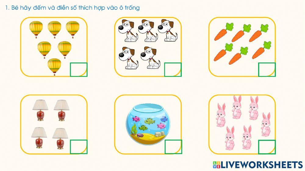 Nhận biết số lượng trong phạm vi 6