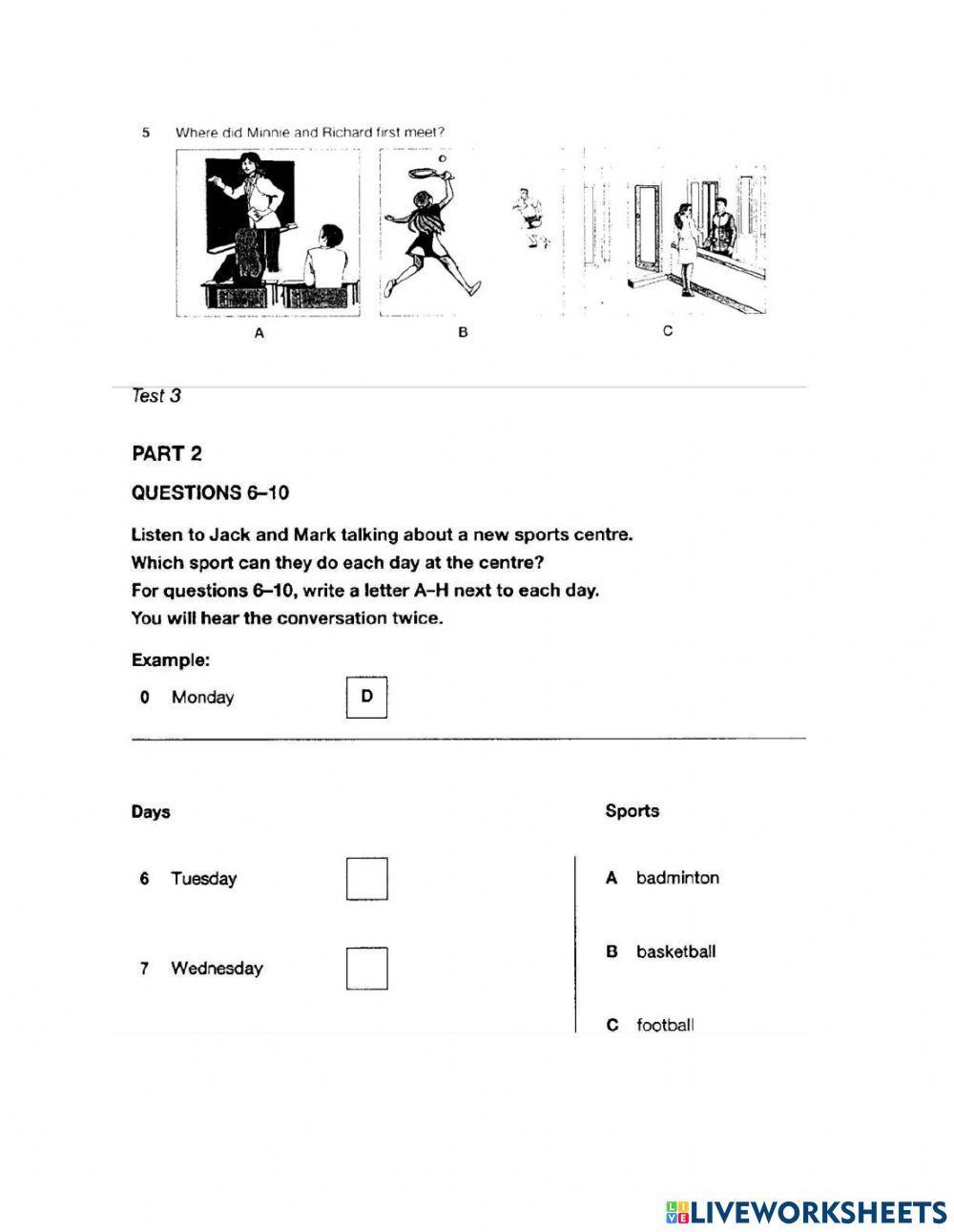 KET Cambridge Listening Exercises