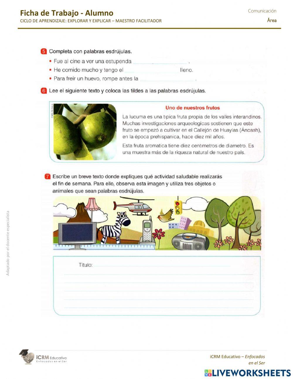 La tilde en palabras Esdrújulas