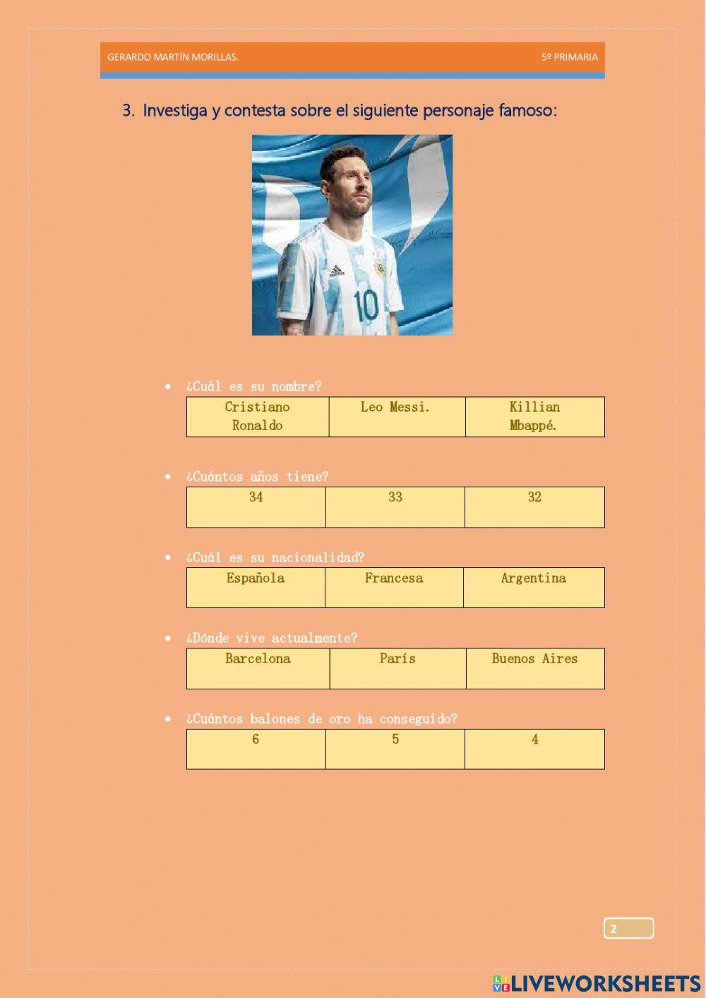 Presentar un personaje.