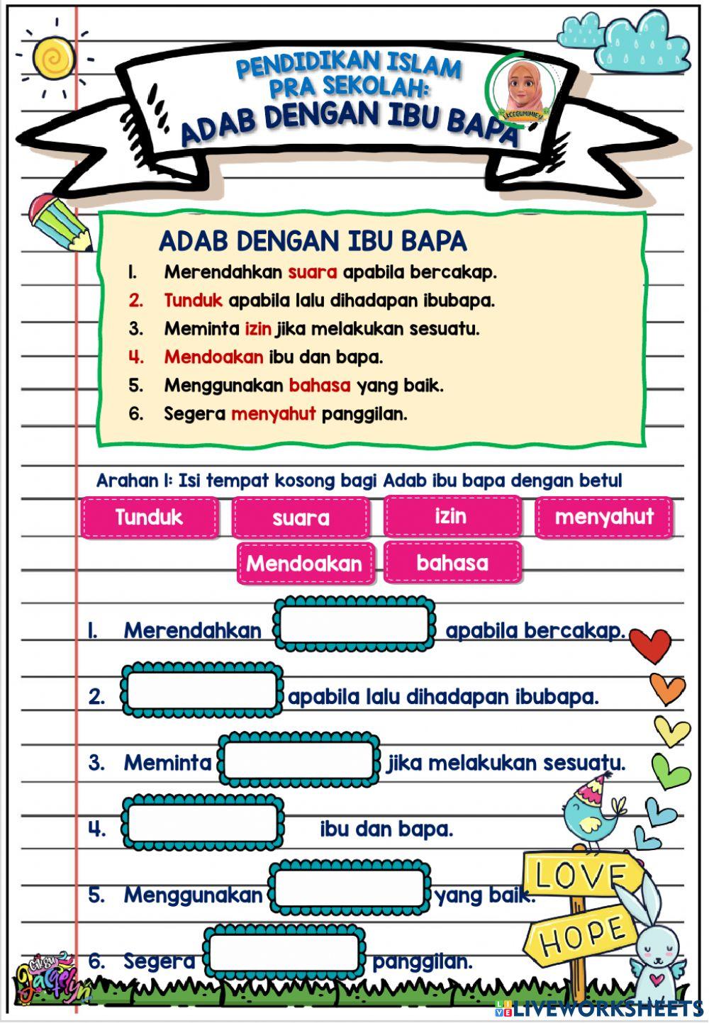 Adab dengan ibu bapa pra sekolah