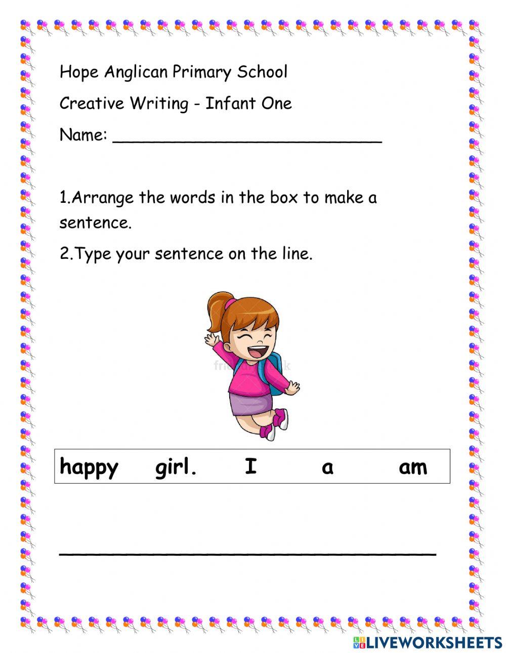 creative writing worksheets for class 1