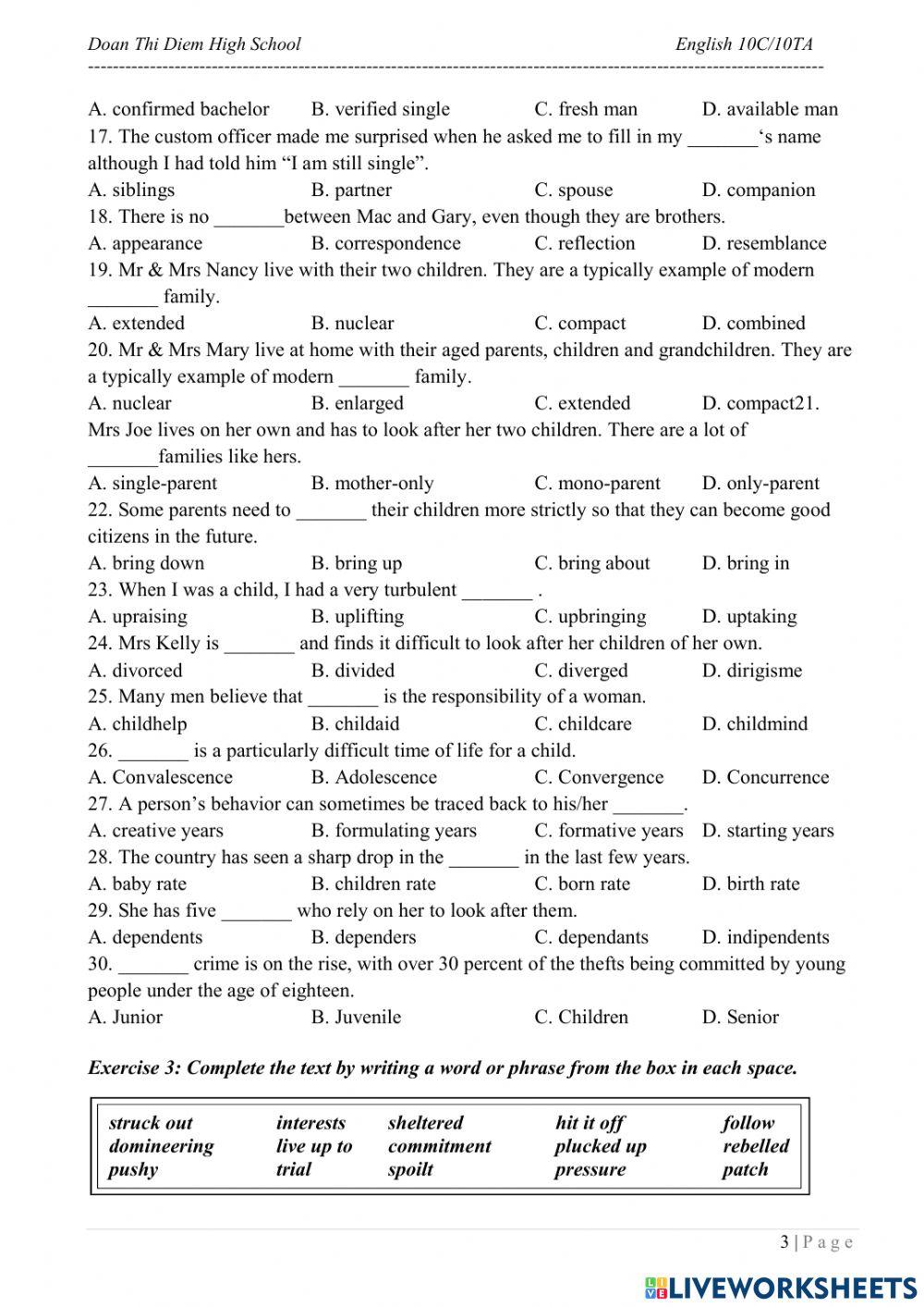 Vocab module 1 - family