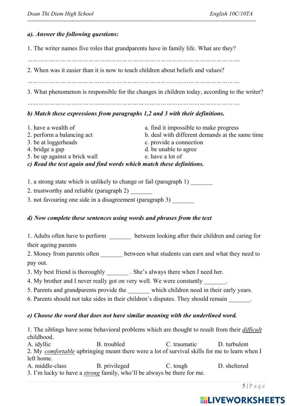 Vocab module 1 - family