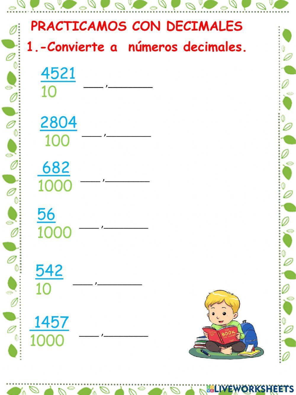 Practicando con los decimales