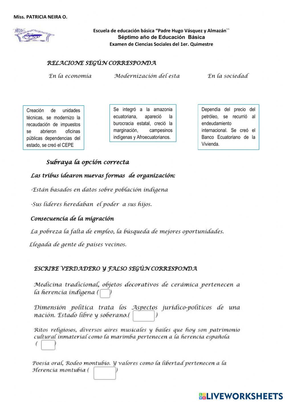 Examen de CIENCIAS SOCIALES