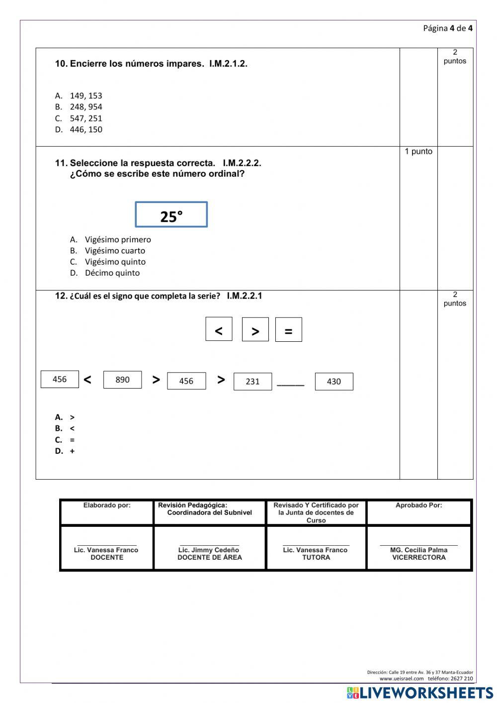Lección de matemática