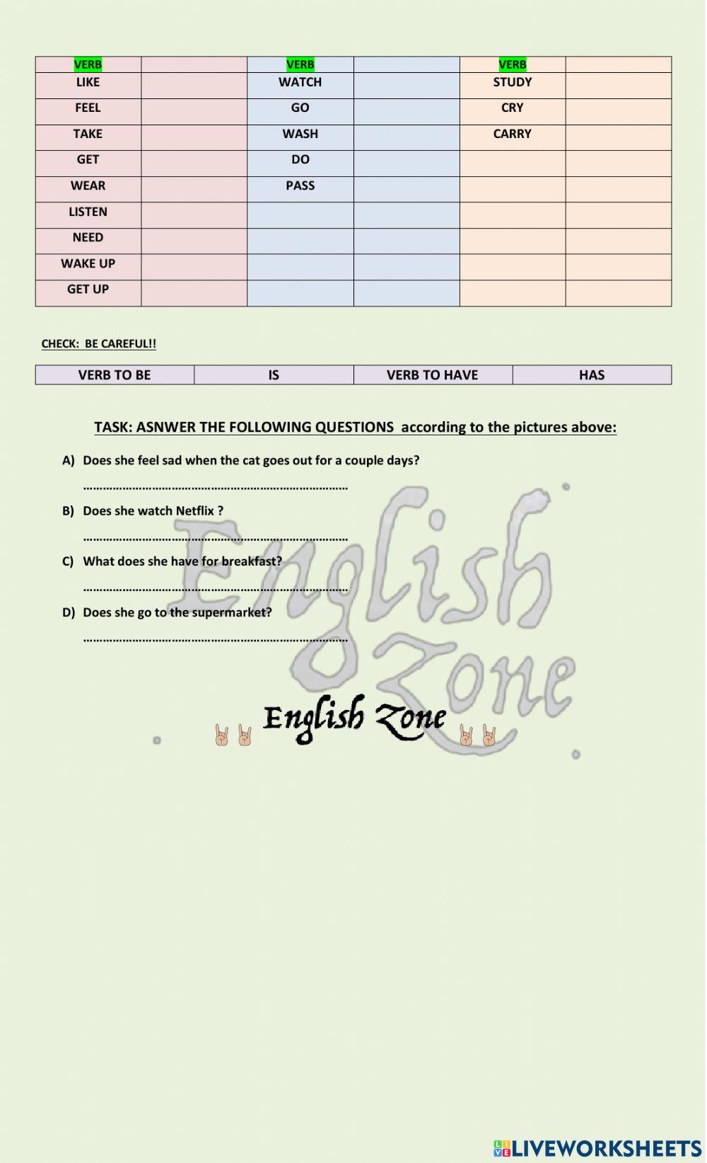 ROUTINES CONTRASTING IDEAS - simple present