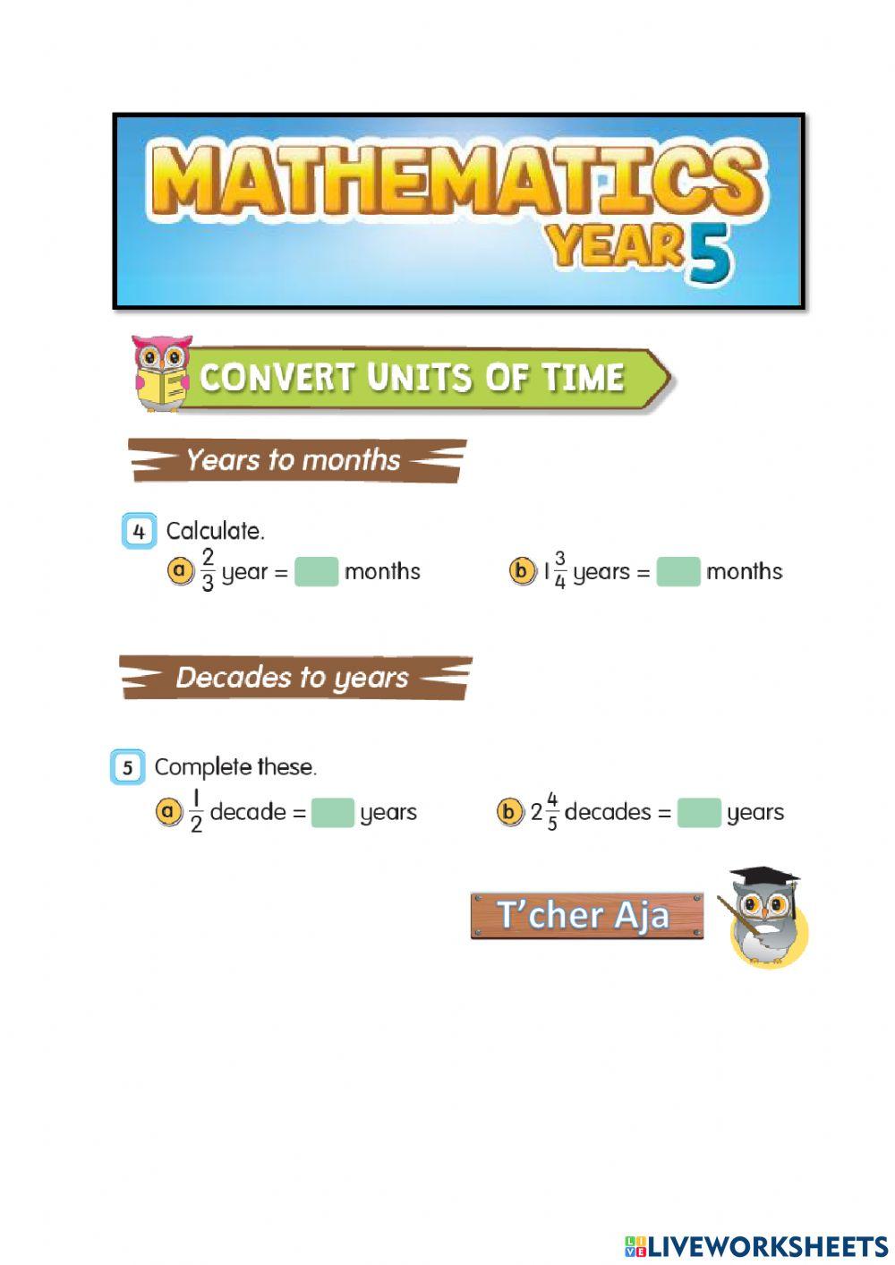 Matematik tahun 5 convert years to months decades to