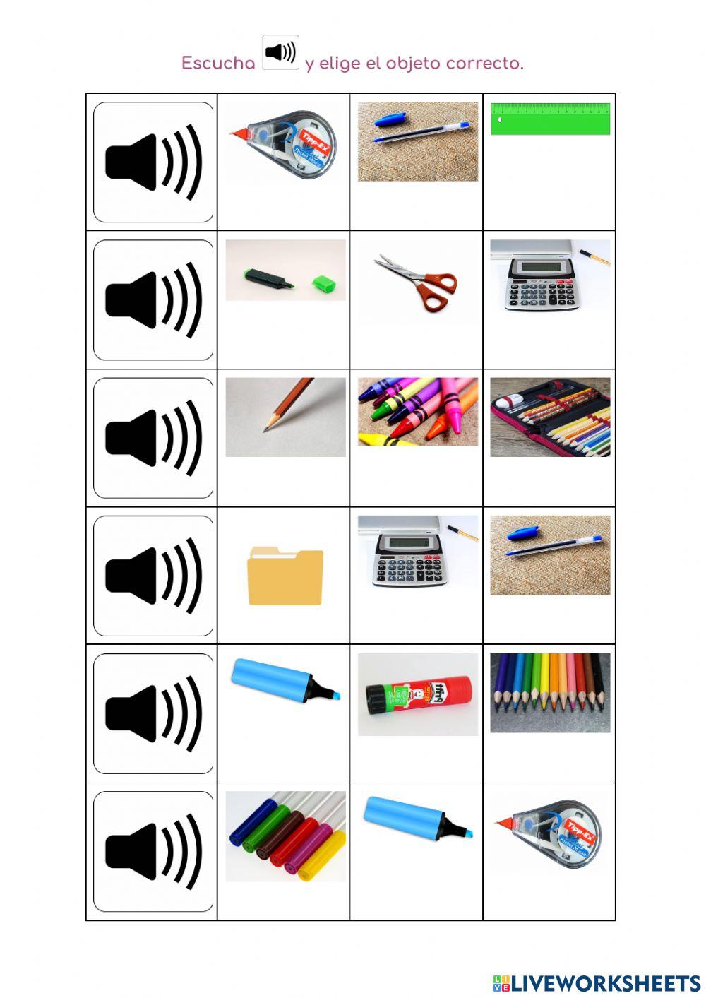 Los objetos del colegio