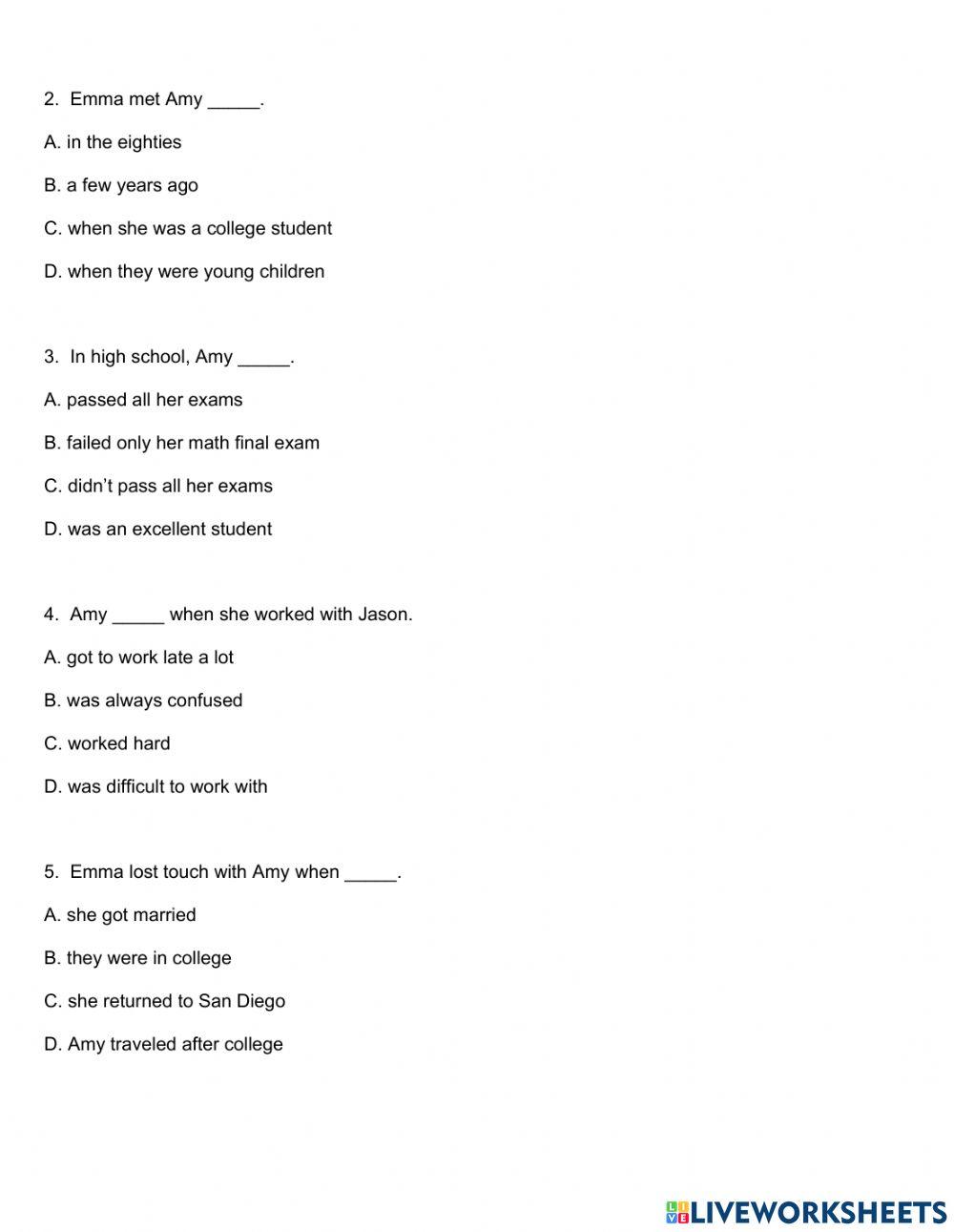 Listening quiz 2  - intensive 3