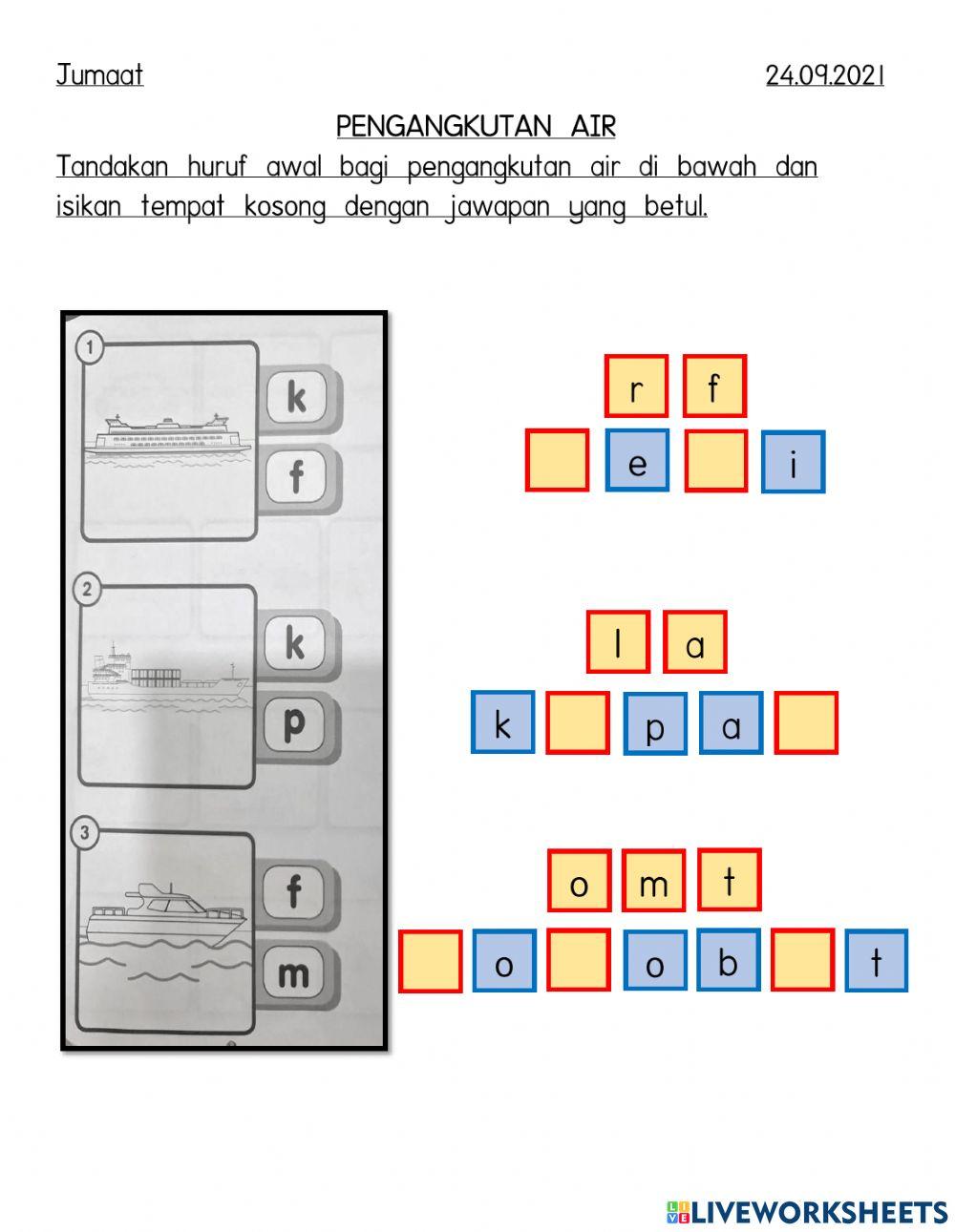 Mengenal Huruf Awal Bagi Pengangkutan Air & Isi Tempat Kosong