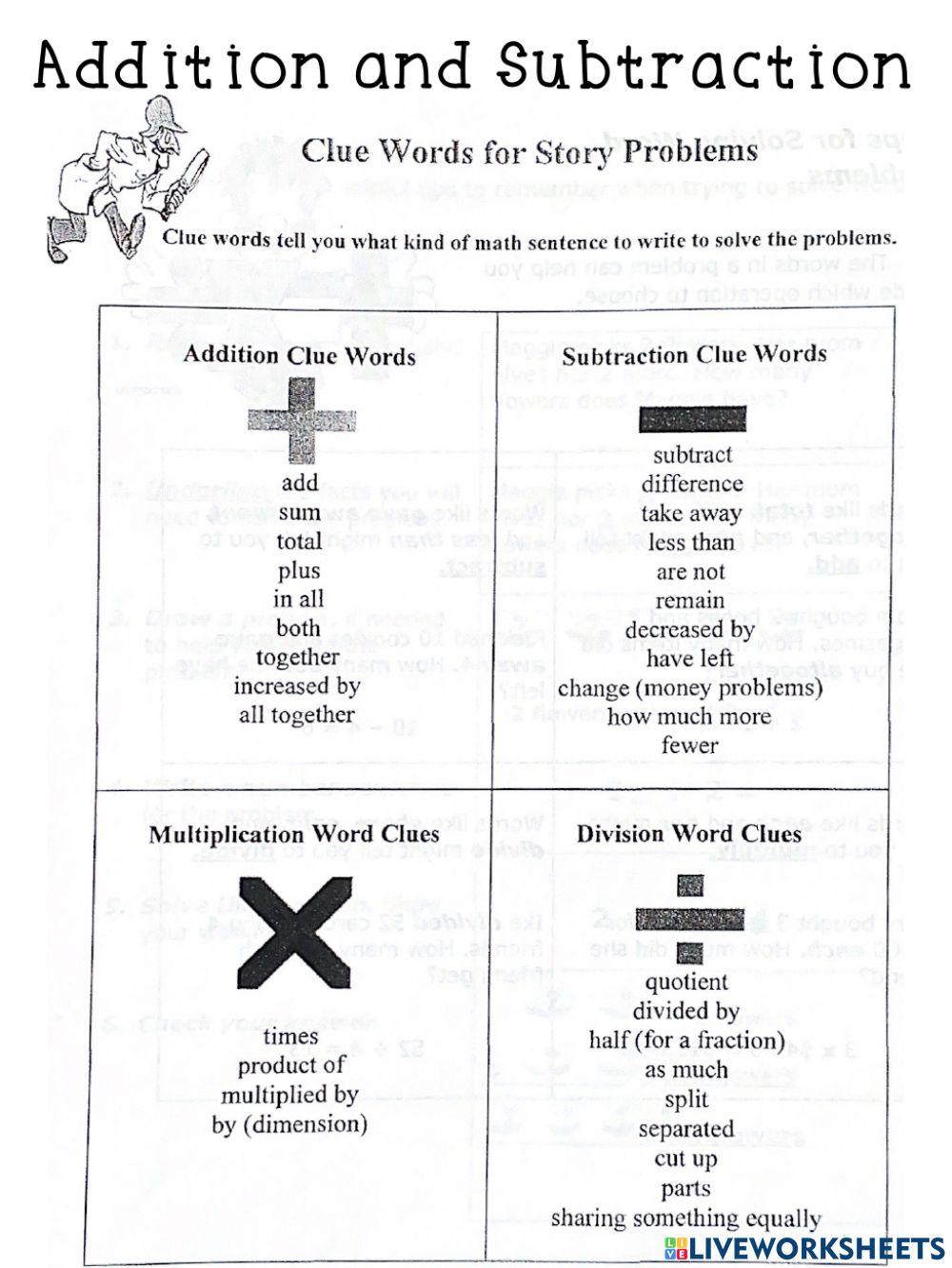 Addition and Subtraction Word problems