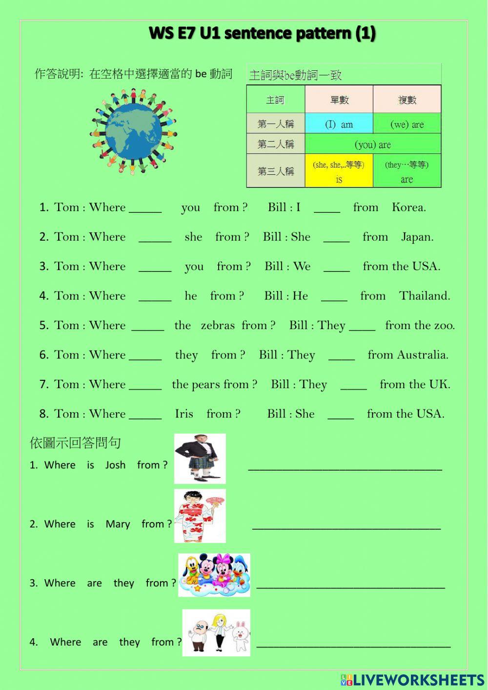 E7U1 sentence pattern