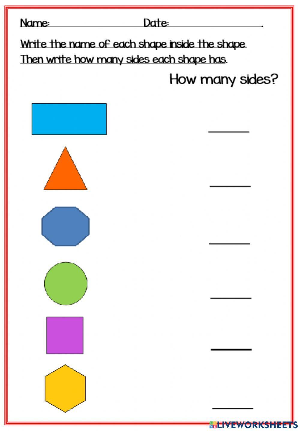 Flat Shapes 2D - names and sides