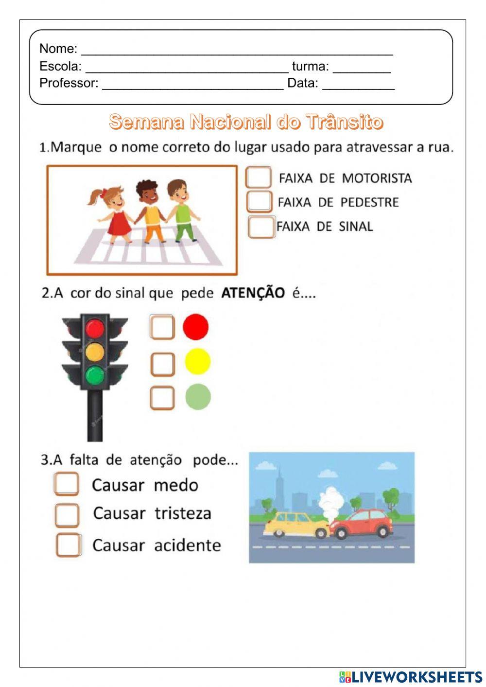 Atividade sobre o Trânsito