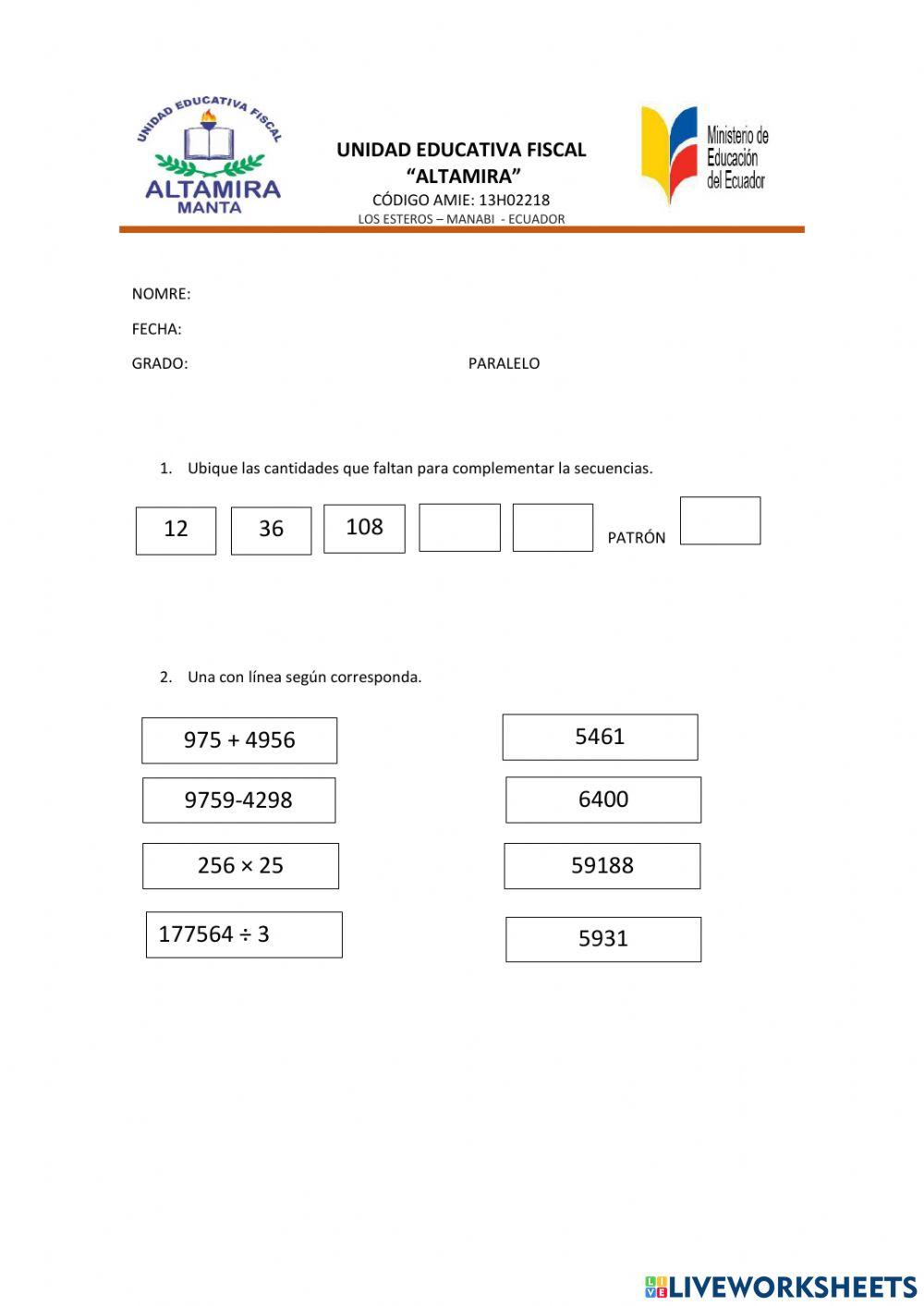 Evaluación quimestral