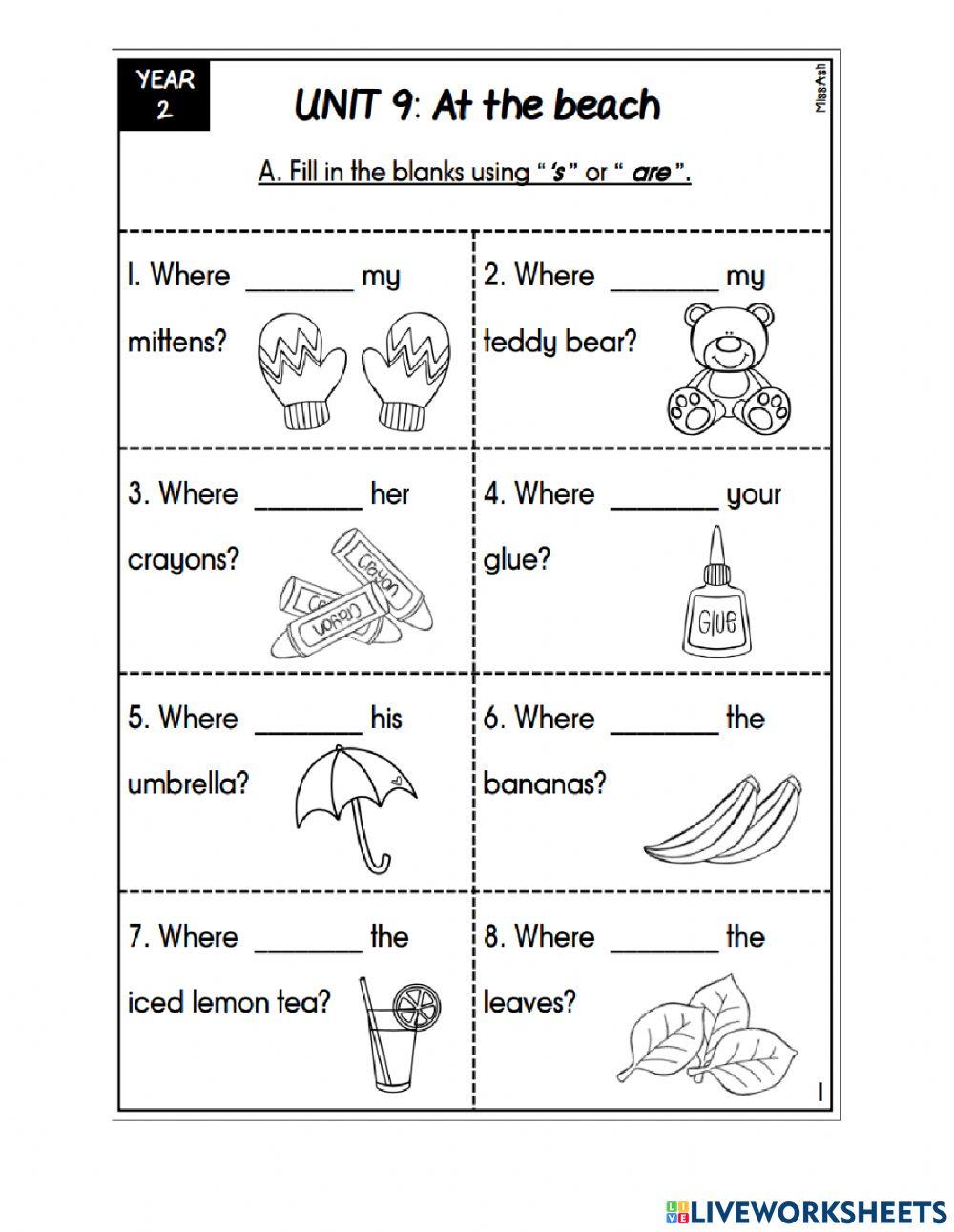 At The Beach online exercise for Year 2 | Live Worksheets