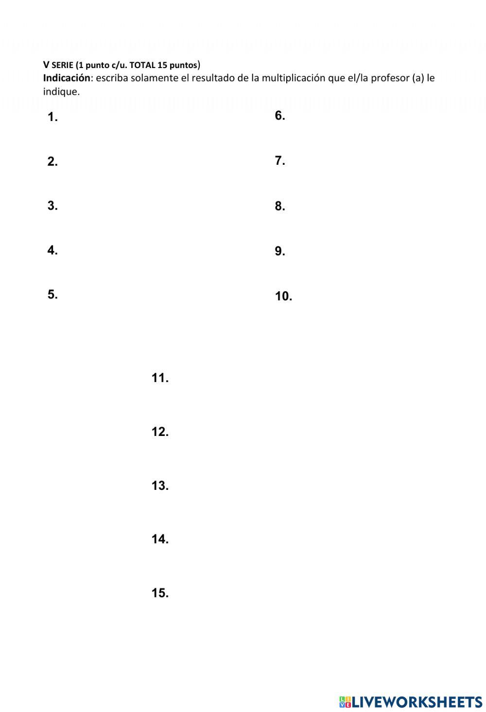 Prueba Corta 4ta. Unidad Matemáticas
