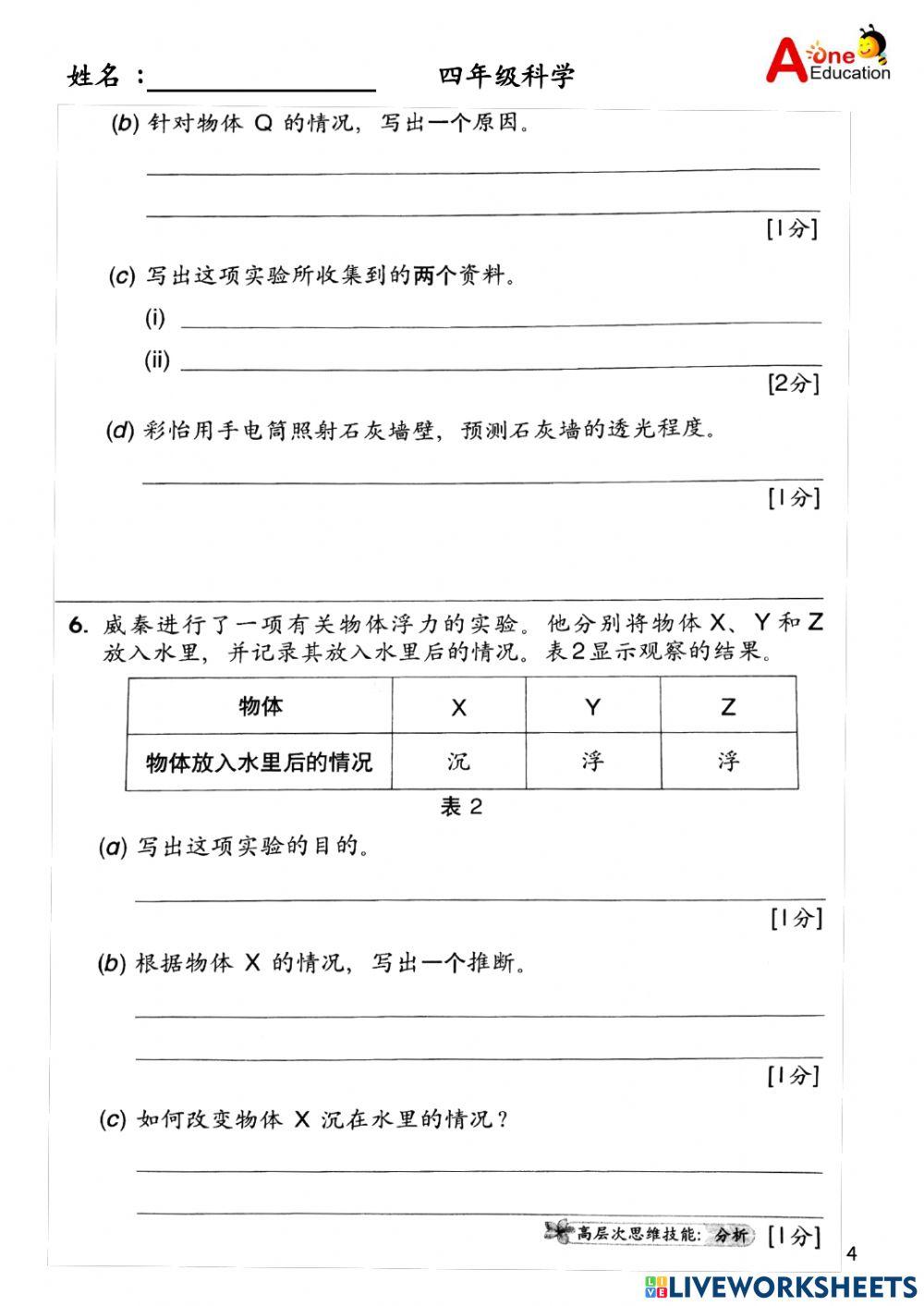 Std 4A & 4B SC 复习 28 & 291021