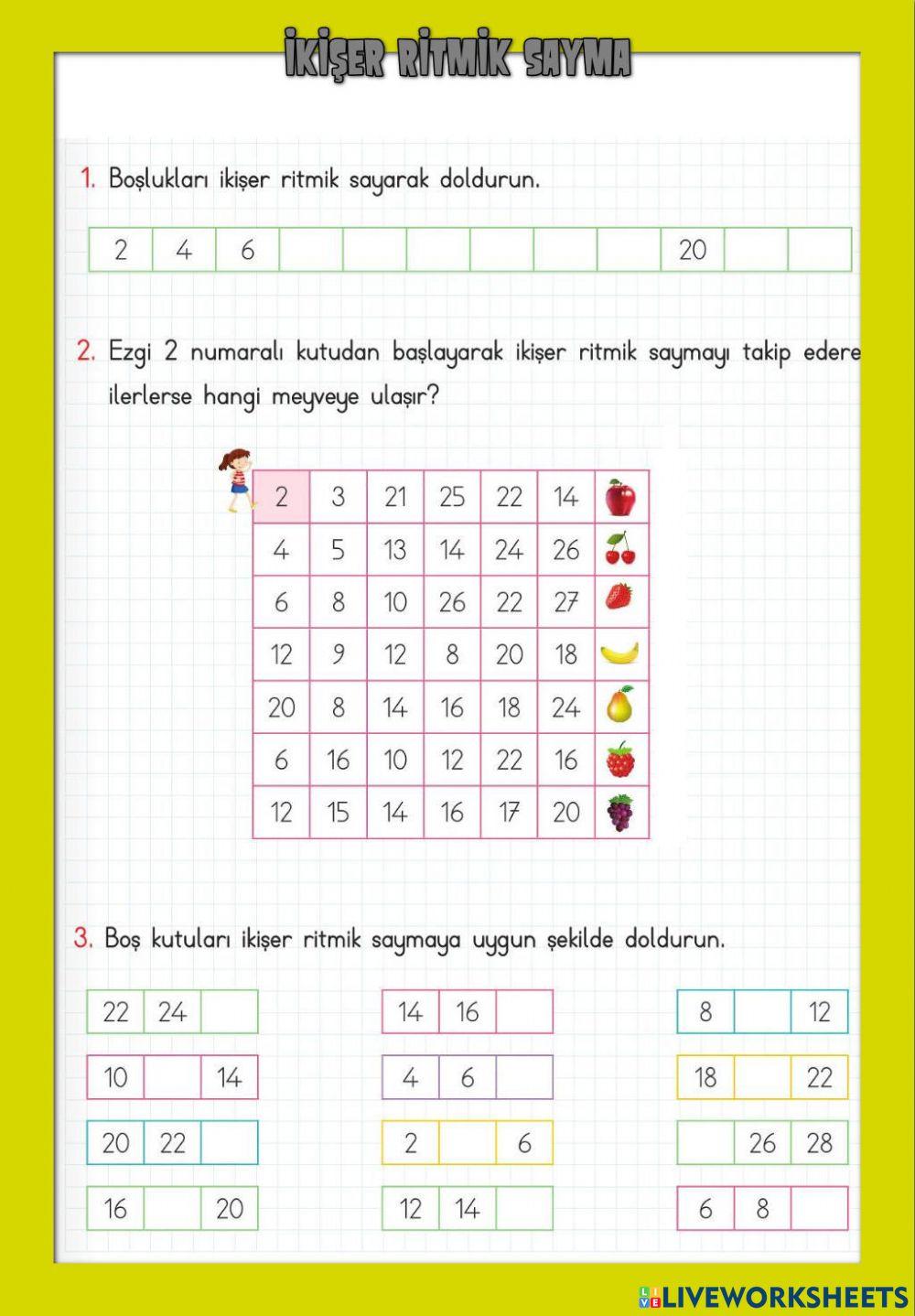 İkişer ritmik Saymalar