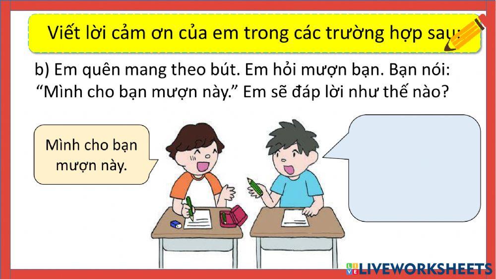 TIẾNG VIỆT: VIẾT LỜI CÁM ƠN