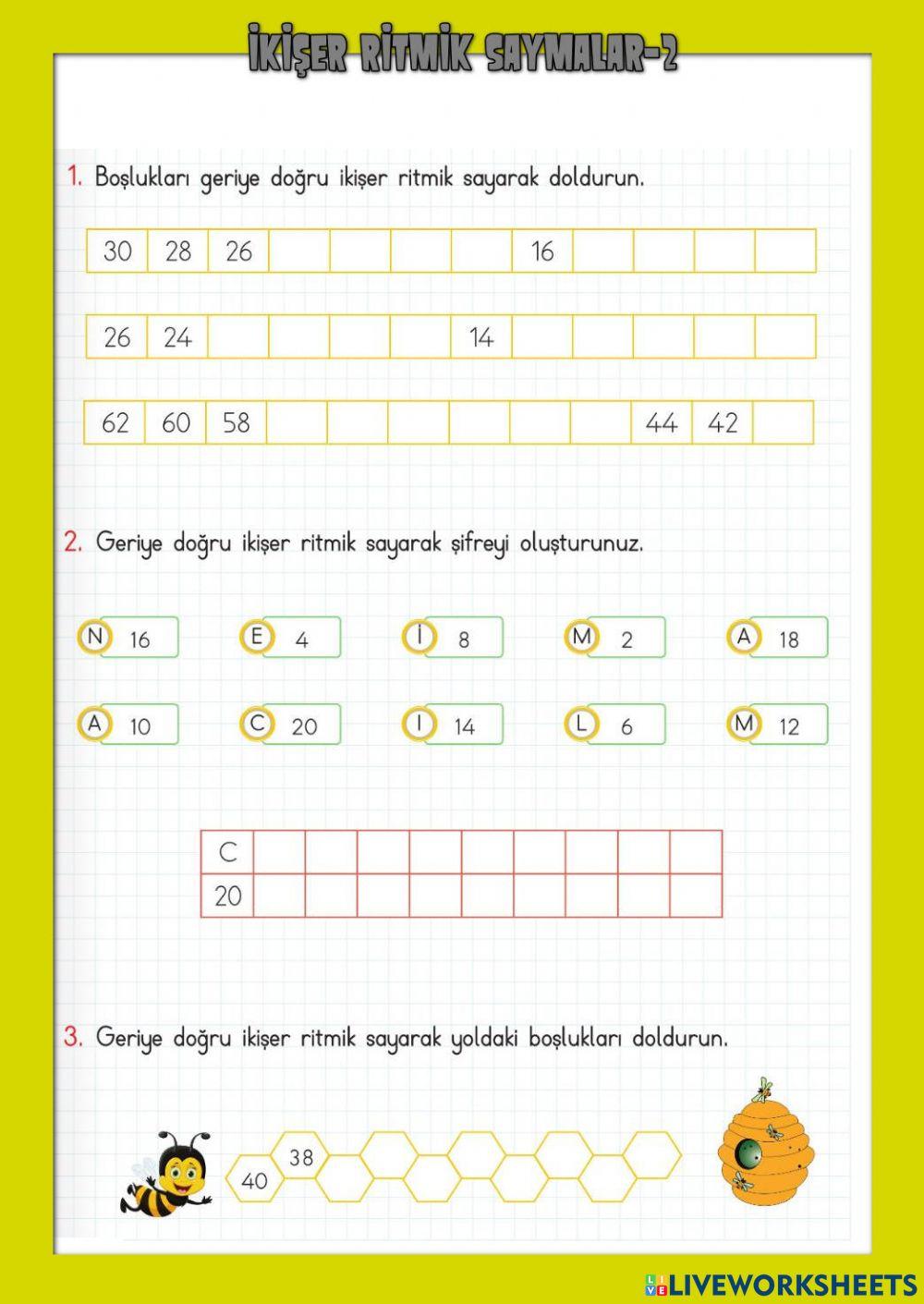 İkişer ritmik Saymalar-2