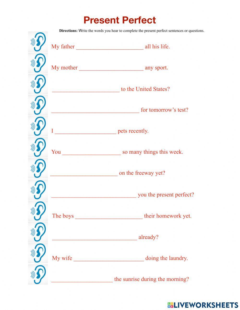 Present Perfect Listening Activity