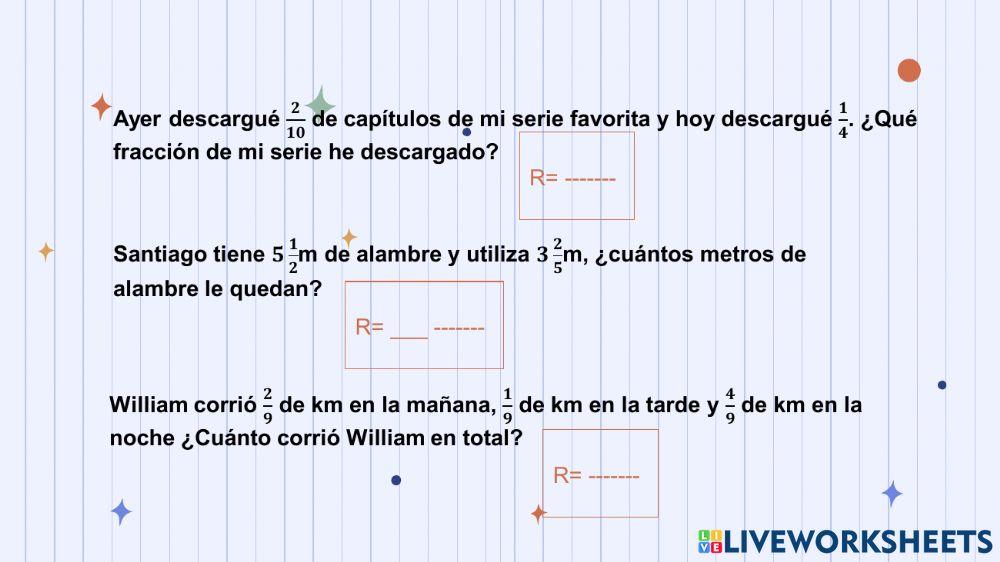 Adición y sustracción de fracciones