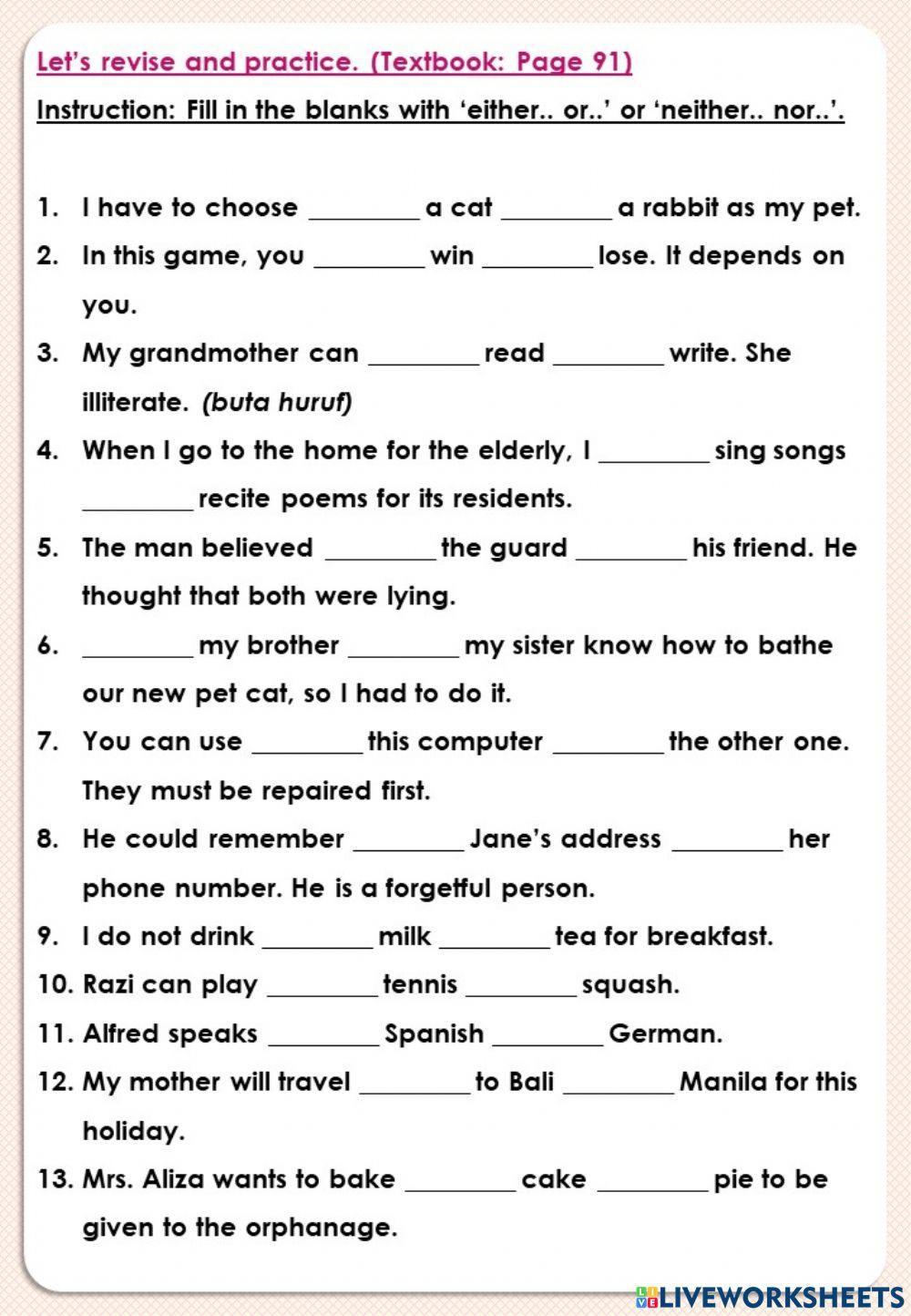 English Year 6 (Page 91) worksheet | Live Worksheets English Year 6 (Page 91) worksheet | Live Worksheets