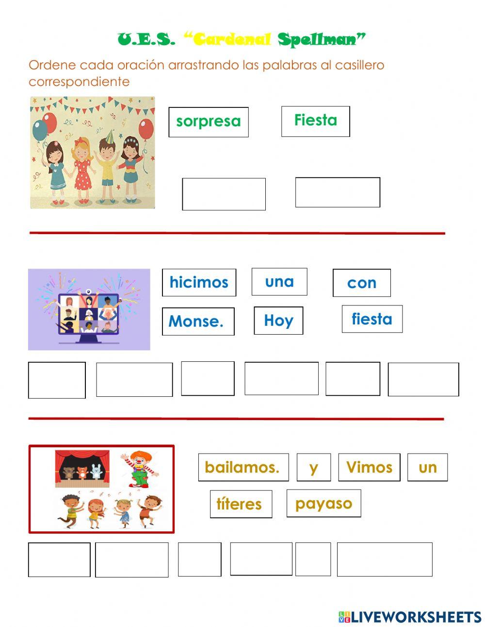Palabras y oraciones del cuento inicial