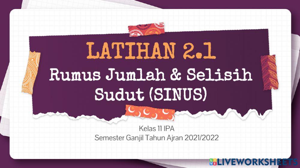 Latihan 2.1 rumus jumlah - selisih sudut (sinus)