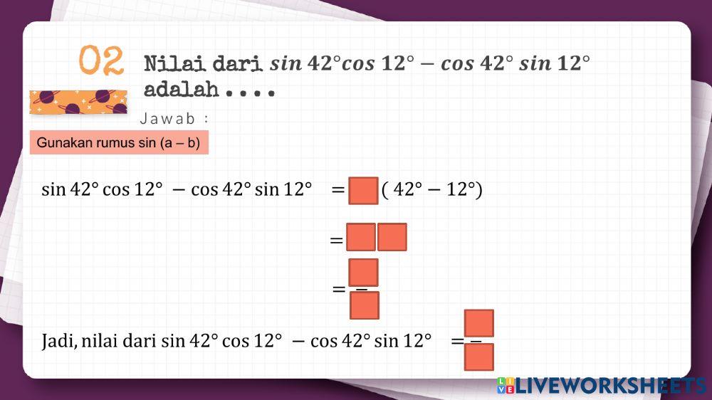 Latihan 2.1 rumus jumlah - selisih sudut (sinus)