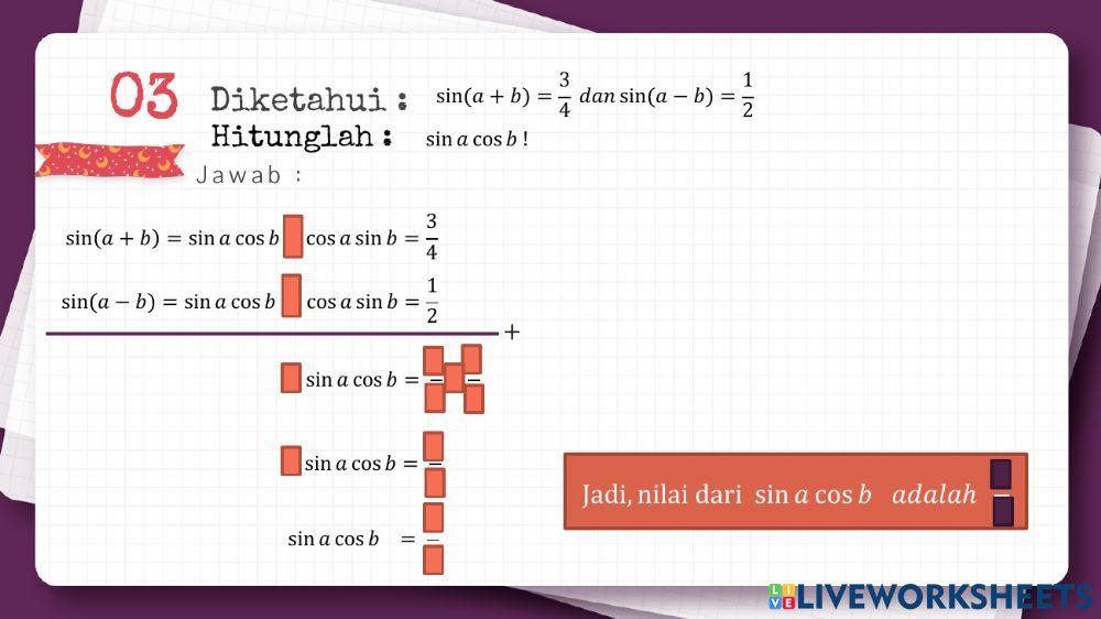 Latihan 2.1 rumus jumlah - selisih sudut (sinus)
