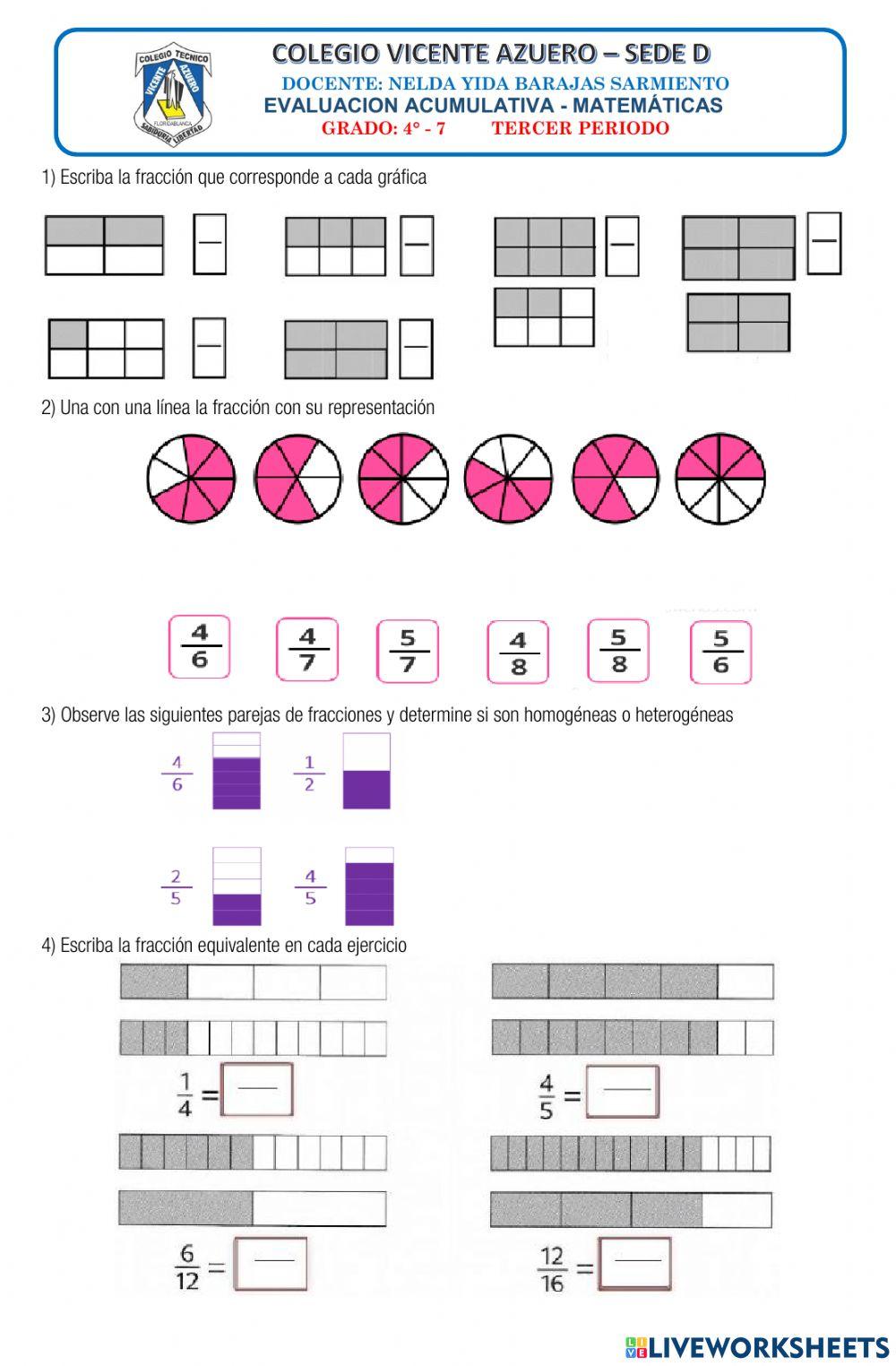 Evaluación Acumulativa Matemáticas