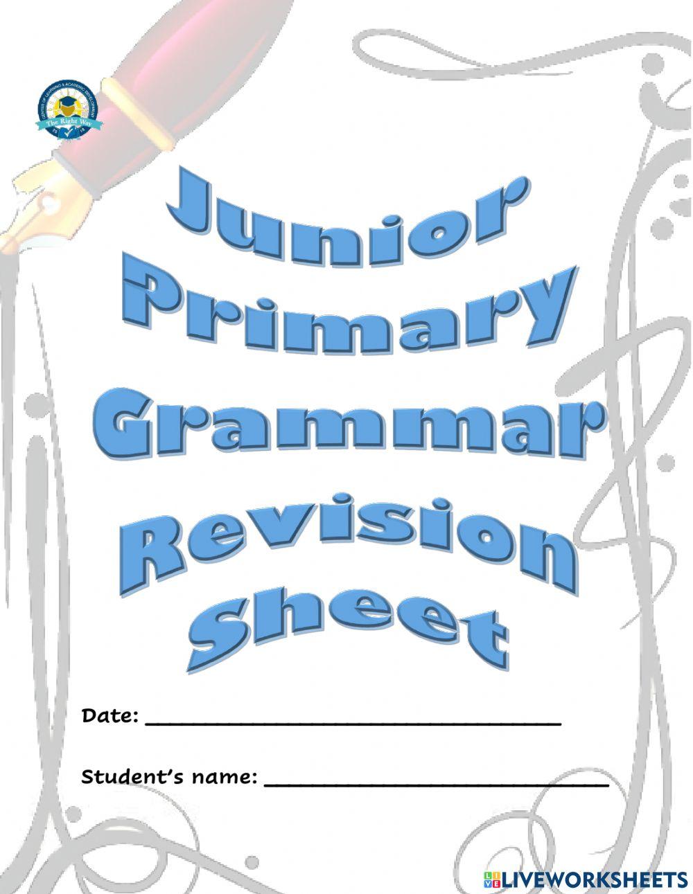 Grammar Week 3 Revision Sheet