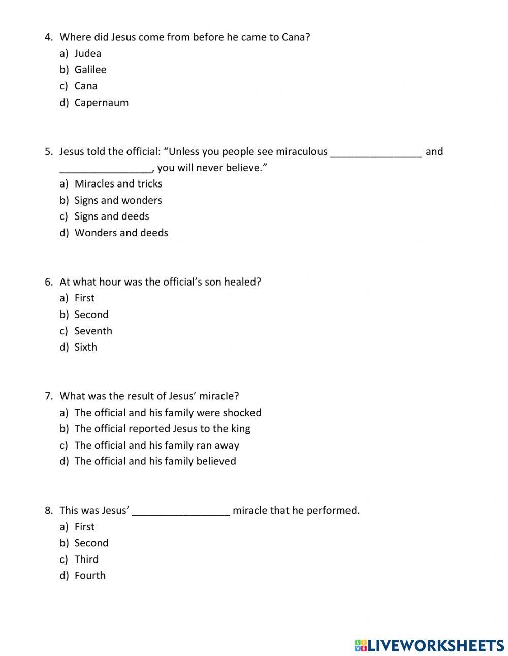 Jesus Heals The Official's Son