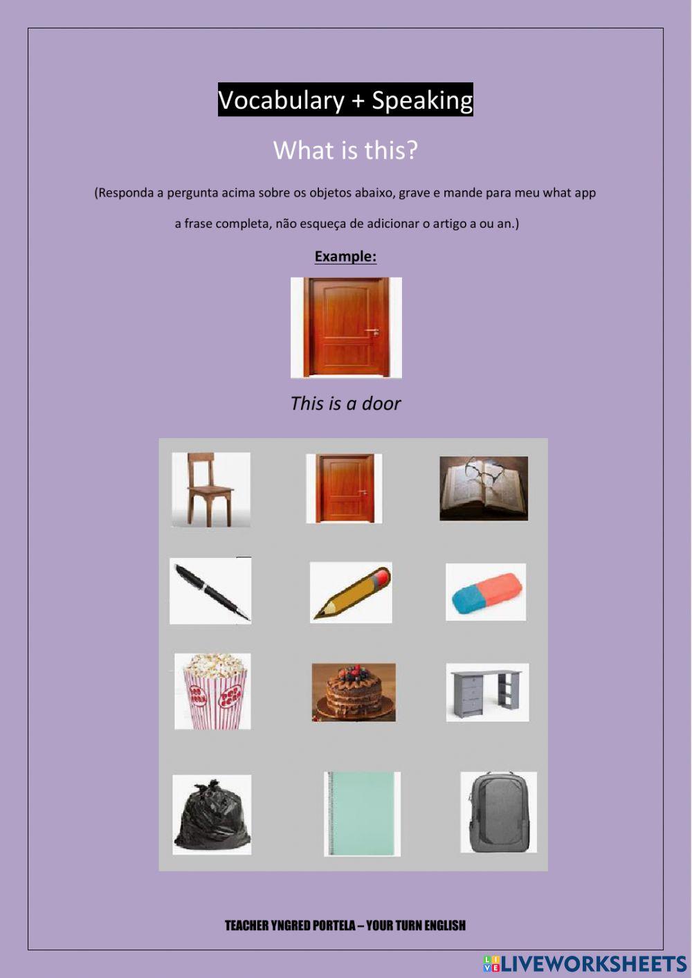 Singular Nouns - Speaking - This is a,an