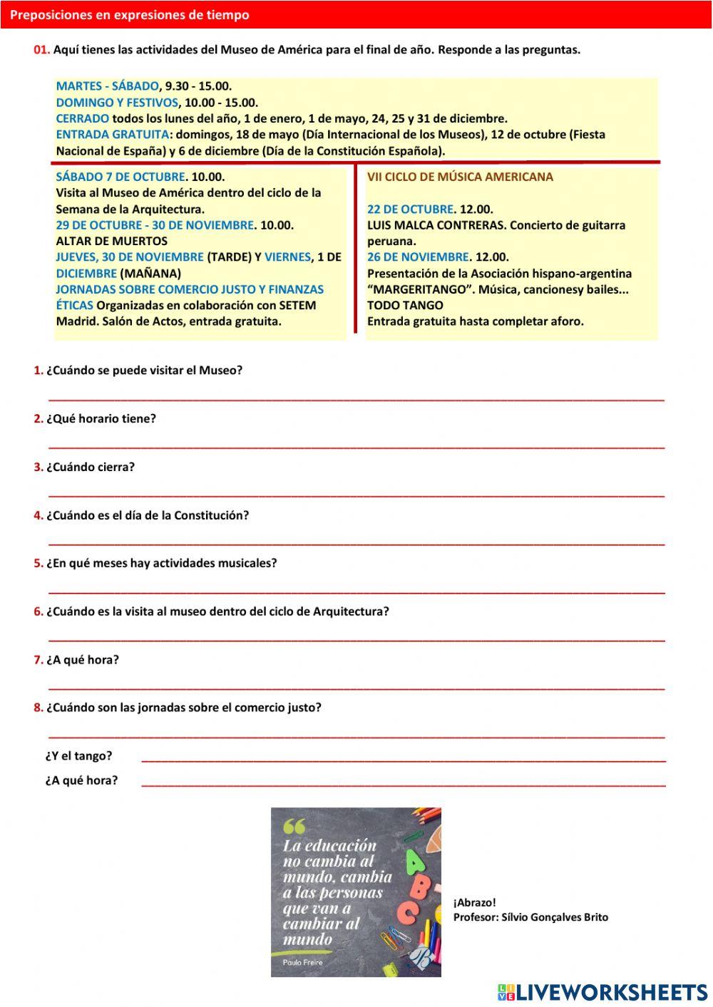 Preposiciones en expresiones de tiempo