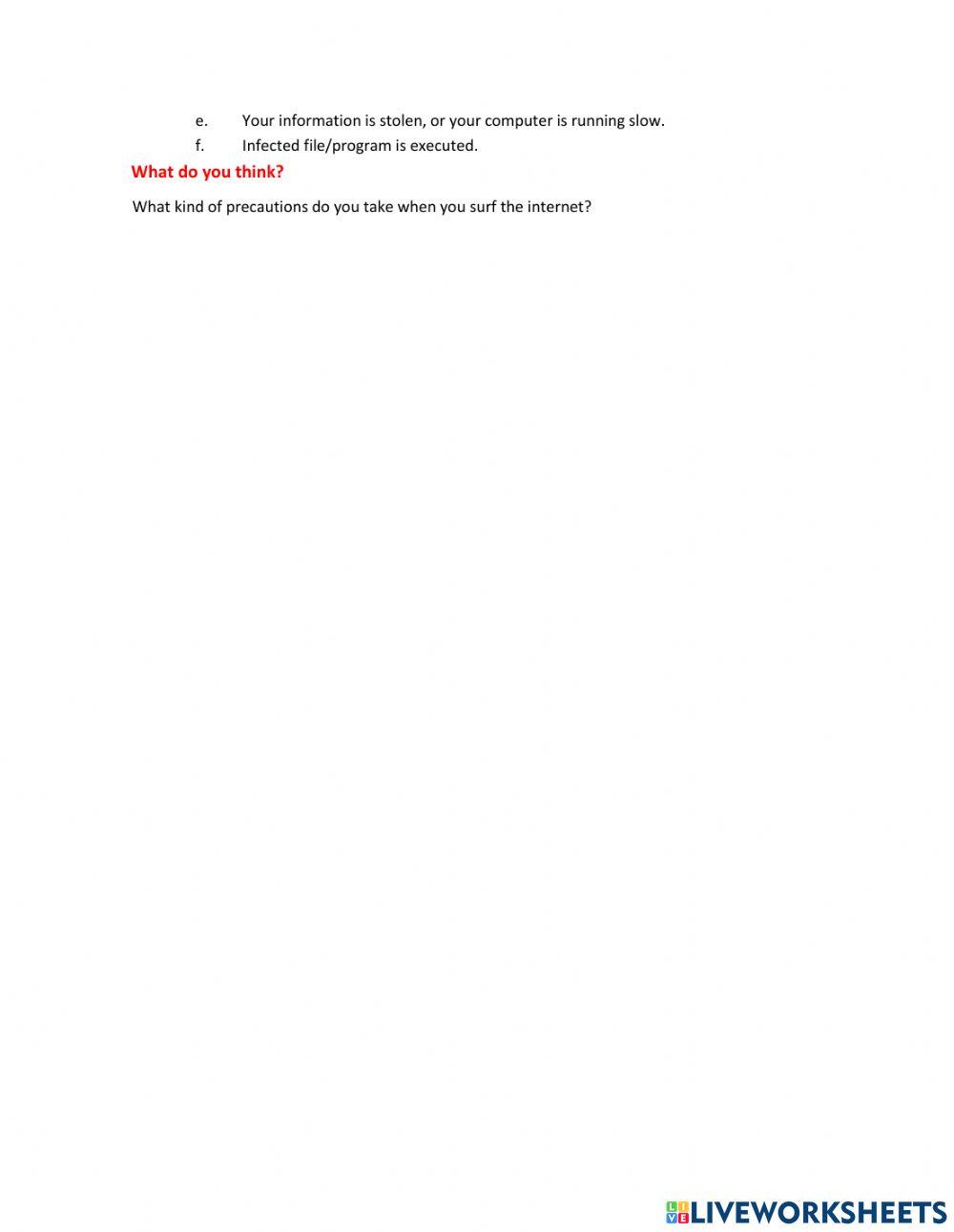 Computer virus worksheet Live Worksheets