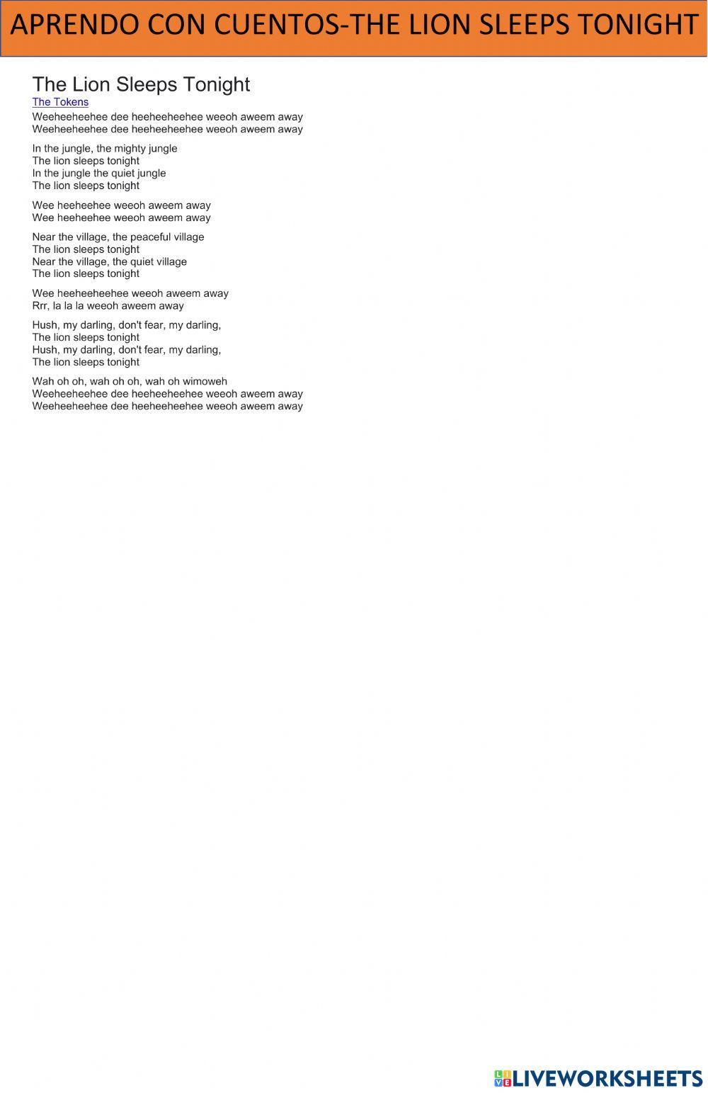 Tthe lion sleeps tonight