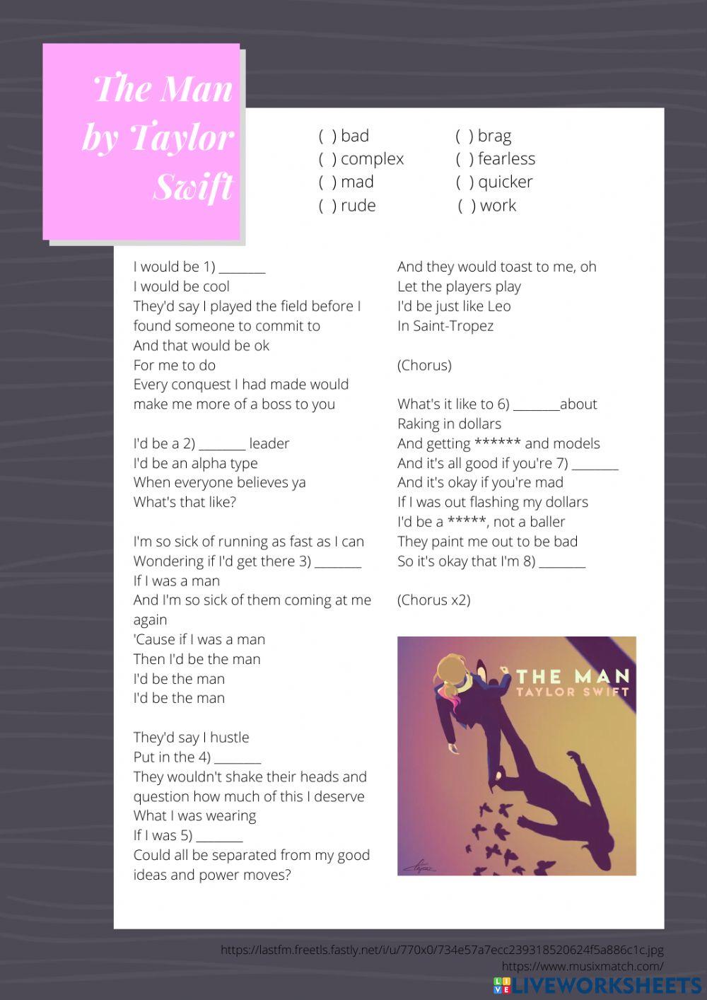 Listening Activity - The Man by Taylor Swift