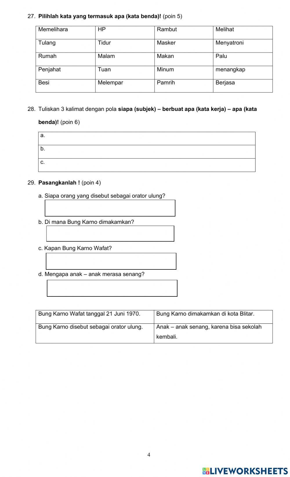 Ulangan Bahasa Indonesia 1