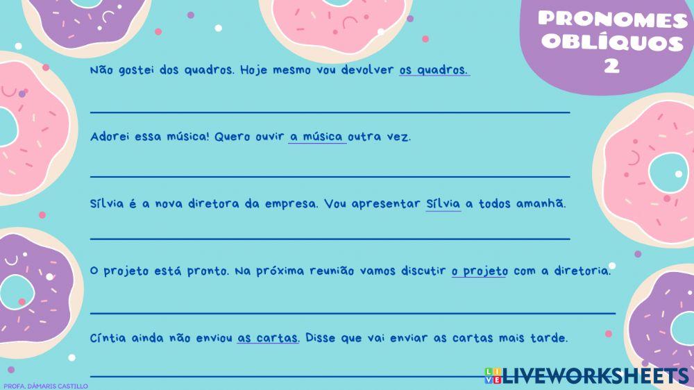 Pronomes oblíquos 2