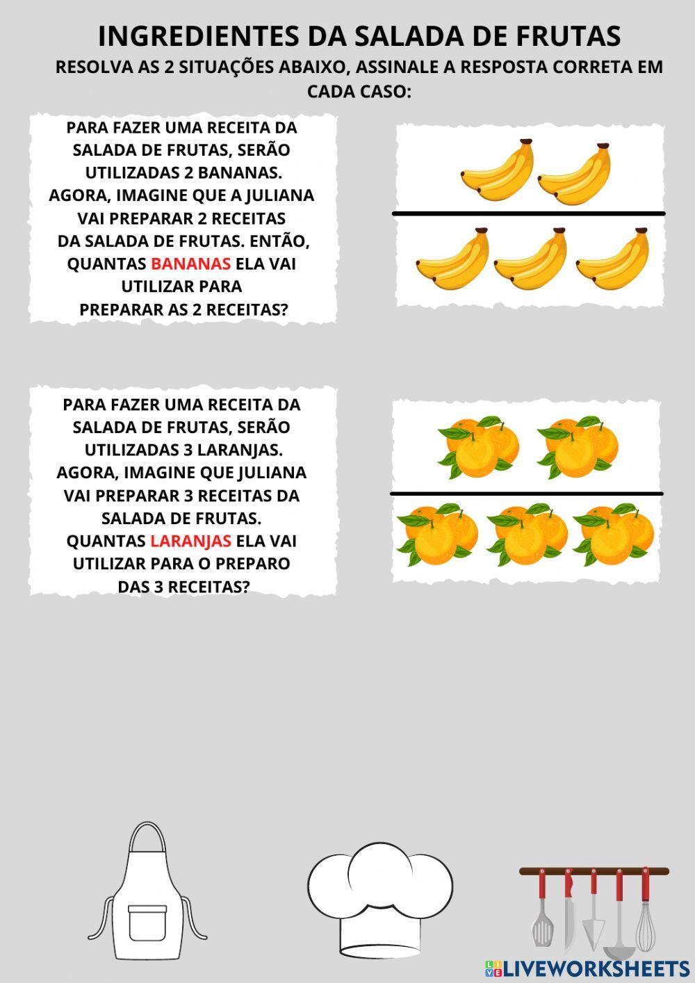 Ideias da multiplicação com receitas