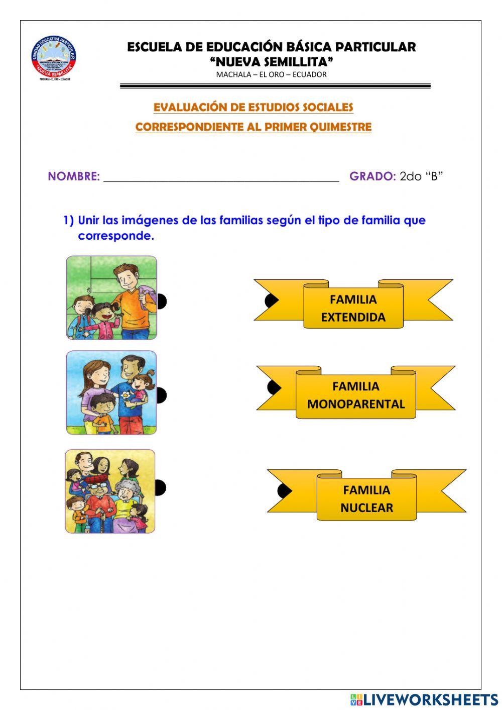 Evaluación quimestral de ESTUDIOS SOCIALES