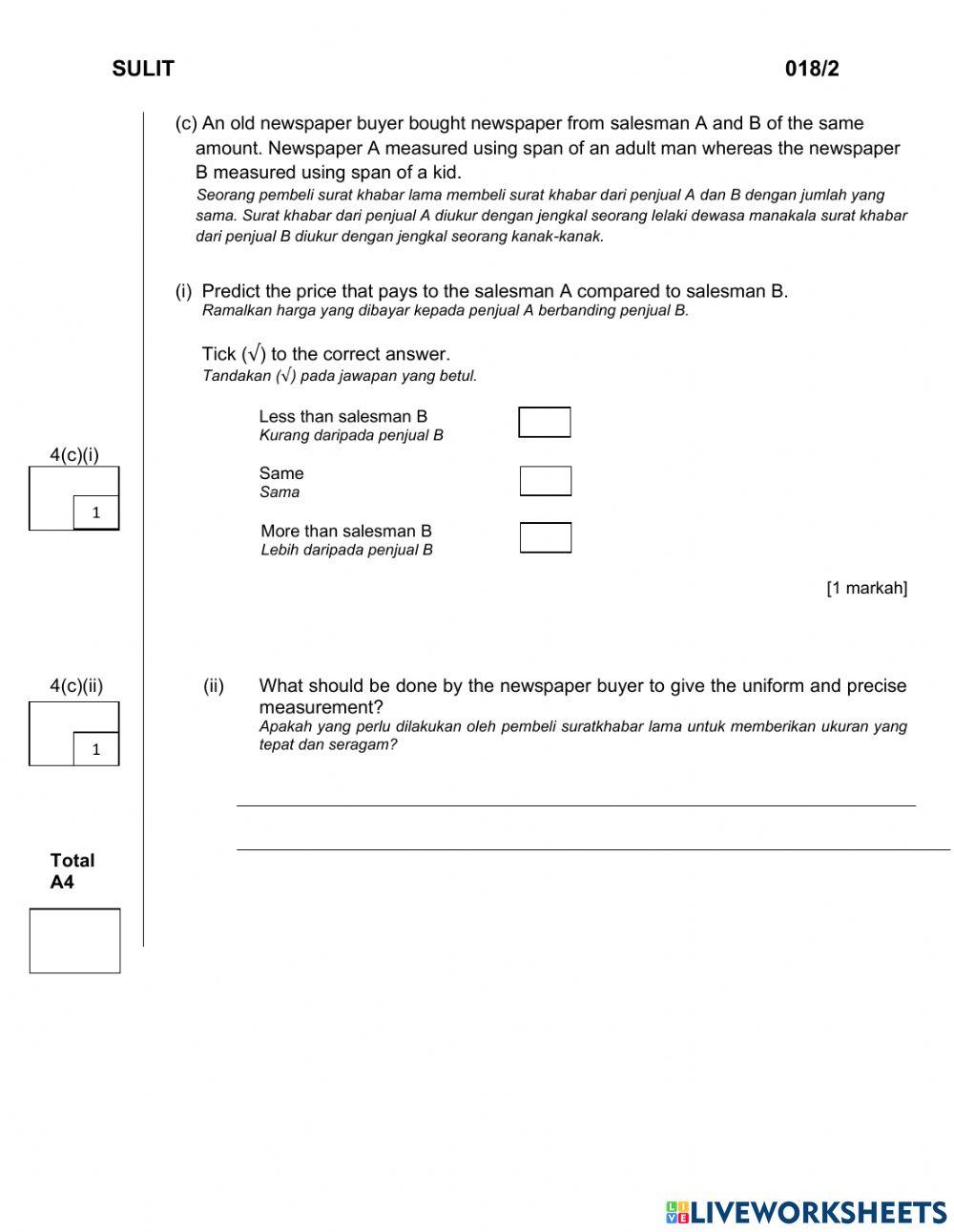 Science Year 4 DLP - Paper 2