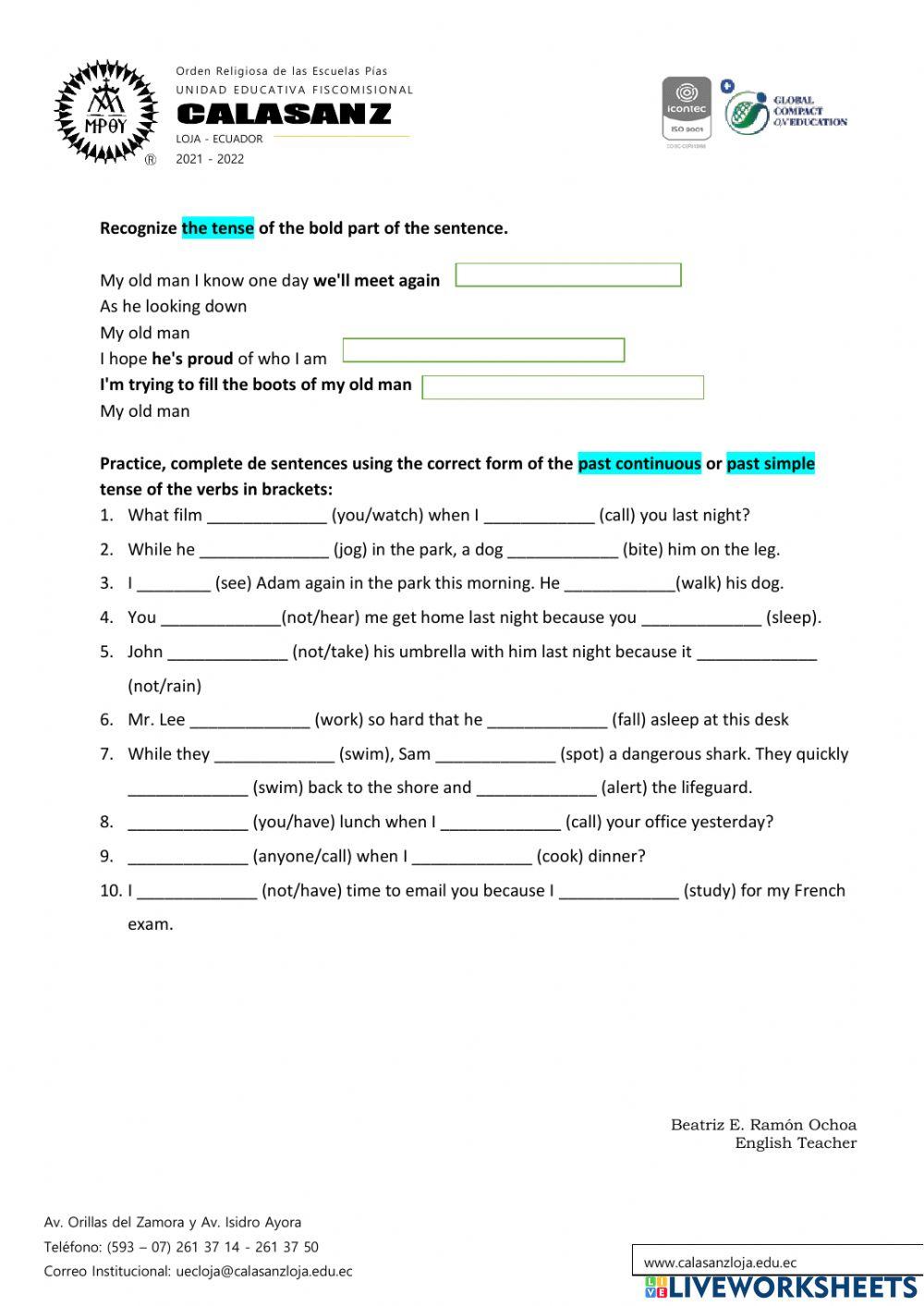 Practice simple past, future, continuous.