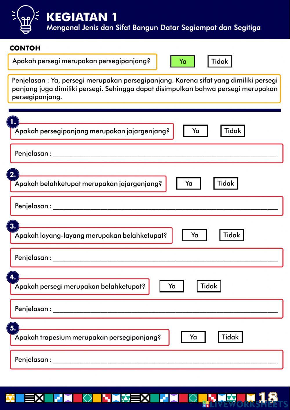 Kegiatan 1 Part 1 -Mengenal sifat dan jenis segiempat segitiga-