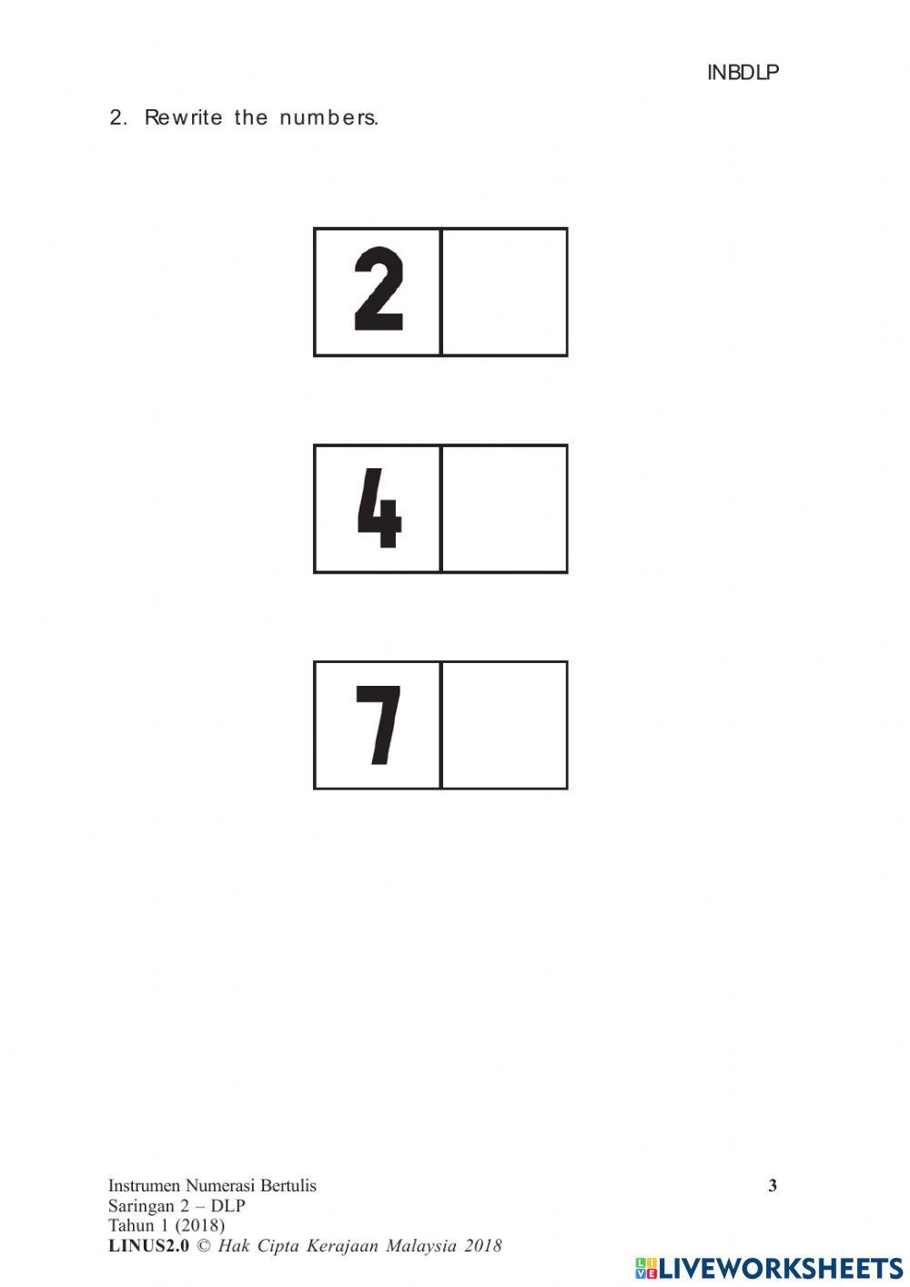 Saringan numerasi tahun 1